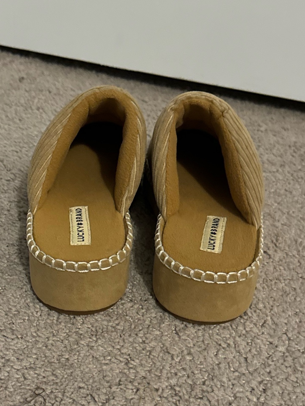 Cool Lucky Brand size 7.5 tan corduroy slip in Lisilly platform wedge mules new - Picture 4 of 6